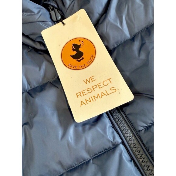 Save The Duck Mega15 Taylor Long Quilted Puffer Jacket Coat Blue NWT $298 XS - Picture 11 of 14